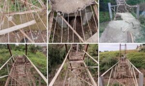 MIRIS …!! 10 Tahun Terabaikan Semua Pemerintah Terkait , Jembatan Penghubung Dua Desa Cimerang – Desa Laksanamekar Nyaris Ambruk Parah