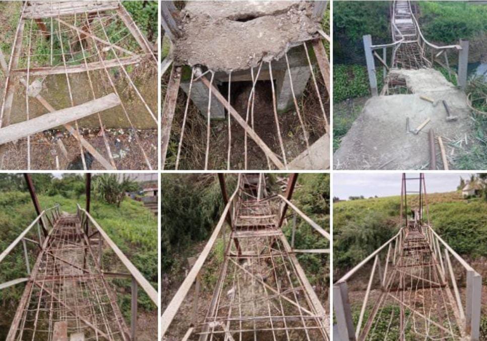 MIRIS …!! 10 Tahun Terabaikan Semua Pemerintah Terkait , Jembatan Penghubung Dua Desa Cimerang – Desa Laksanamekar Nyaris Ambruk Parah