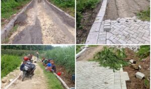 Pengerjaan Paving Block Jalan di Dusun Ngepung Tak Pasang Papan Informasi Proyek, Abaikan UU KIP